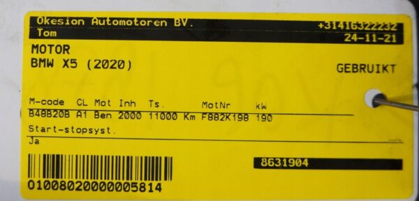 SILNIK ENGINE BMW 3 4 5 X3 X4 2.0 16V B48B20B X-DRIVE