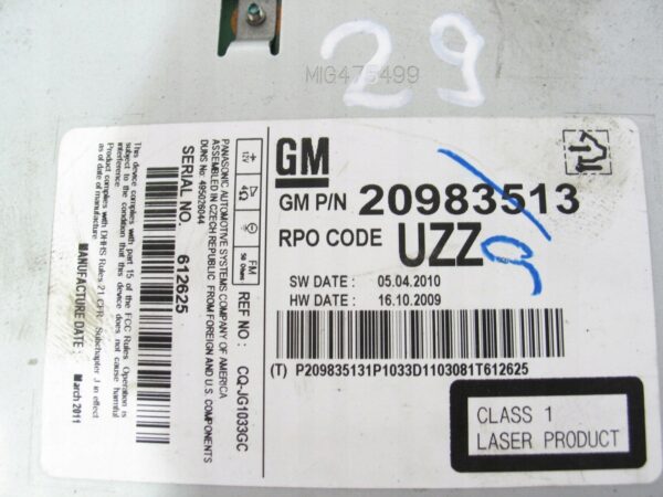 RADIO FABRYCZNE CD MP3 OPEL INSIGNIA A 20983513