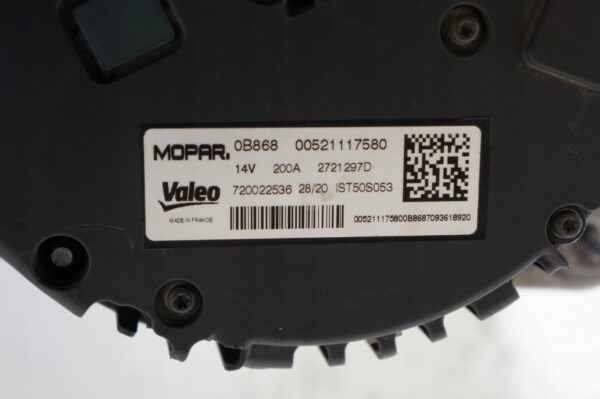 ALTERNATOR FIAT 500 PANDA 1,0 MILD 00521117580