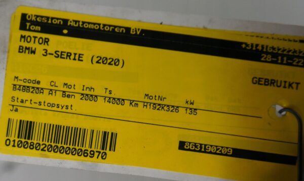 15413452158-696a22c9052b2 SILNIK ENGINE BMW 2.0 16V B48B20A