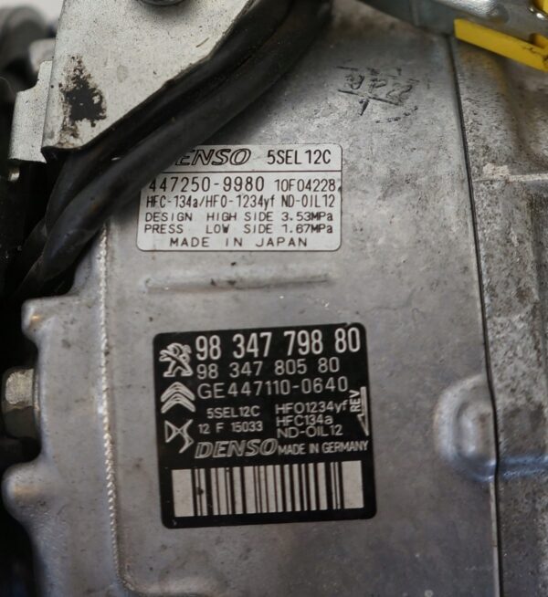 KOMPRESOR KLIMATYZACJI PEUGEOT 308 CITROEN C3 1,2THP 9834779880 447250-9980