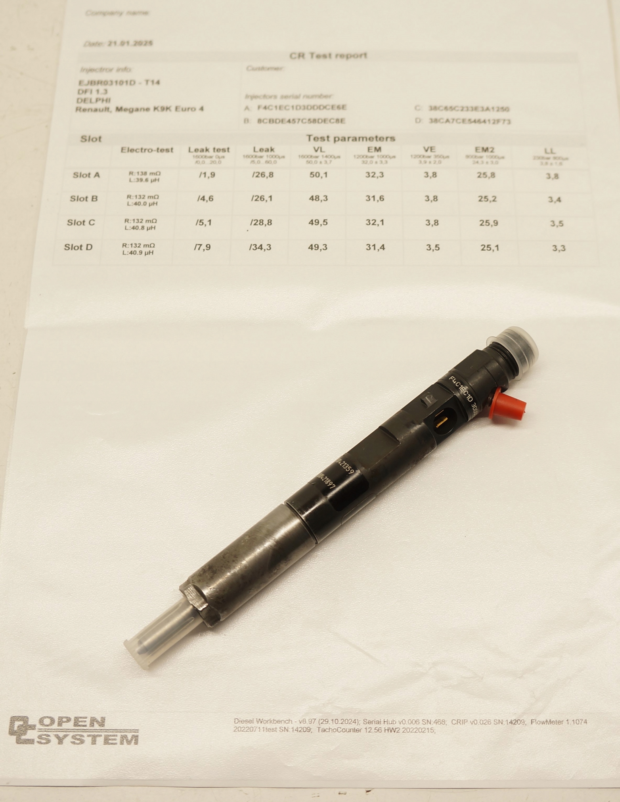 17166662532-6969251ec74a2 WTRYSKIWACZ WTRYSK RENAULT MEGANE DACIA DUSTER 1.5 DCI EJBR03101D WYKRES