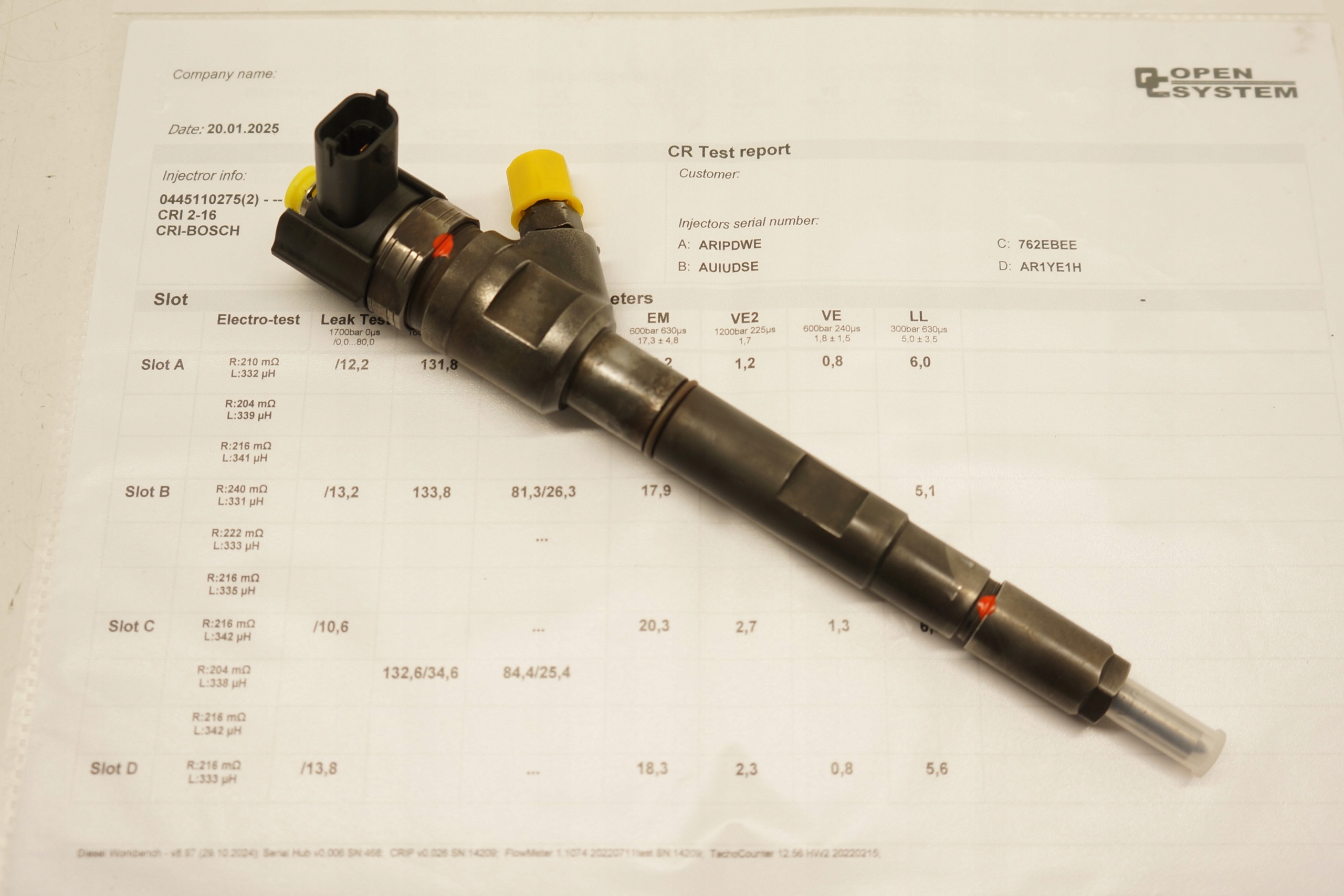 WTRYSKIWACZ WTRYSK KIA HYUNDAI H1 SORENTO 2,5 CRDI D4CB 0445110275 WYDRUK