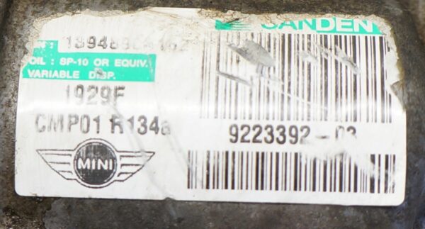 KOMPRESOR KLIMATYZACJI MINI COOPER R56 R60 1.6 R56 R60 1.6 VTI 9223392