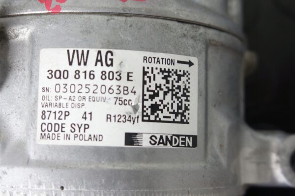 KOMPRESOR KLIMATYZACJI AUDI Q3 VW POLO SKODA FABIA SEAT IBIZA 3Q0816803E