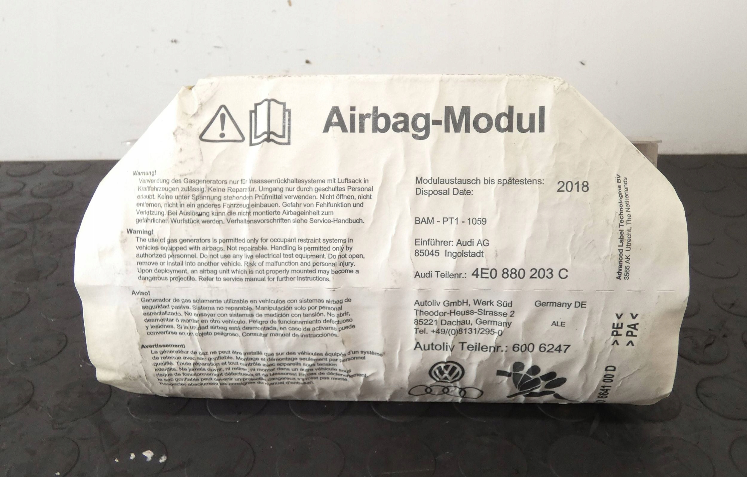 Poduszka powietrzna pasażera Audi A8 S8 D3 4E 4E0880203C