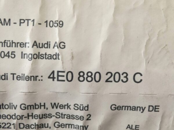 18090566075-6968edc3613f9 Poduszka powietrzna pasażera Audi A8 S8 D3 4E 4E0880203C