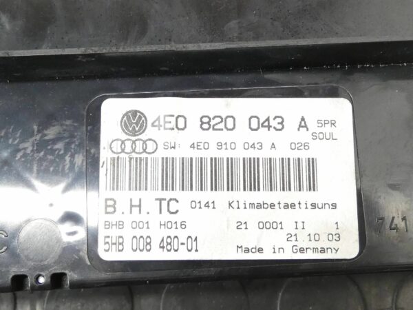 PANEL KLIMATYZACJI AUDI A8 S8 D3 4E0820043A 4E0910043A
