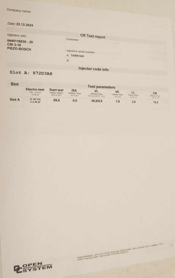 WTRYSKIWACZ WTRYSK GOLF A4 B8 PASSAT 2.0TDI 03L130277 0445116030 WYKRES