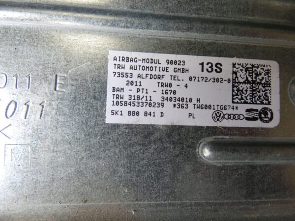 DESKA ROZDZIELCZA PASY AIRBAG PODUSZKI PASY Golf VI 1K1857003