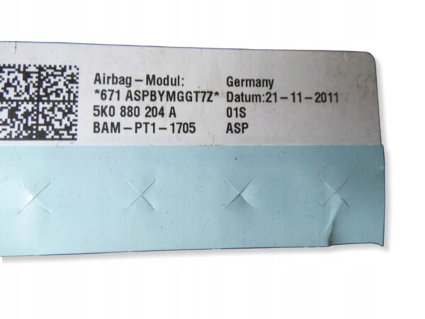 DESKA ROZDZIELCZA PASY AIRBAG PODUSZKI PASY Golf VI 1K1857003