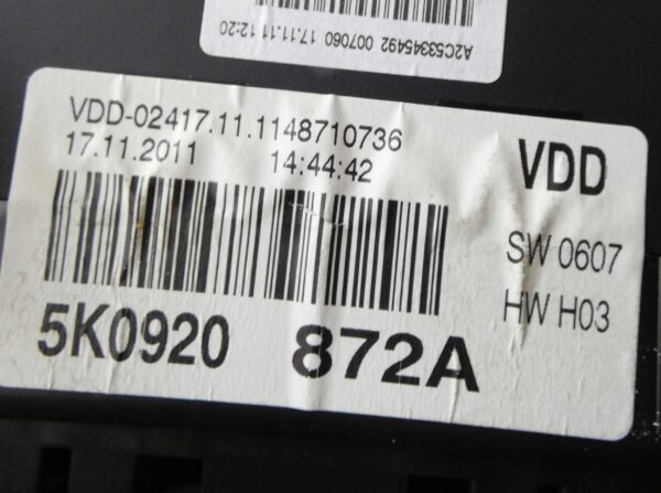 ZEGARY Licznik Volkswagen Golf VI 1.6 TDI 5K0920872A